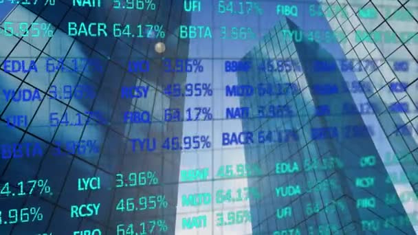 Animering Blå Och Blekblå Aktiemarknadens Databehandling Ett Rutnät Över Digital — Stockvideo