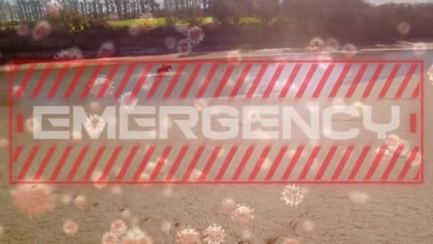 Animation Eines Wortes Emergency Einem Roten Rahmen Mit Makro Covid — Stockvideo