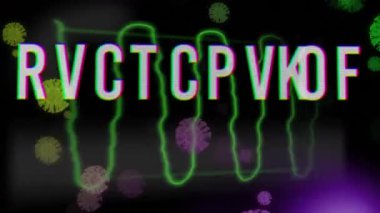 Kalp atışı monitöründe süzülen makro Cvoid-19 hücreli bir kelime karantinasının animasyonu. Coronavirus Covid-19 konsept dijital kompozisyon