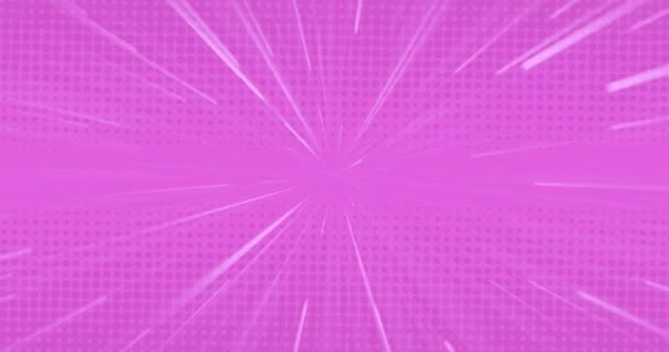 紫の背景にシームレスなループで繰り返し催眠動作で動く白い光の歩道のアニメーション — ストック動画