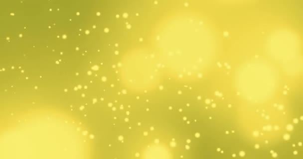 Animacja Wielu Złotych Kształtów Pływających Żółtym Tle Żółtymi Światłami Kompozycja — Wideo stockowe