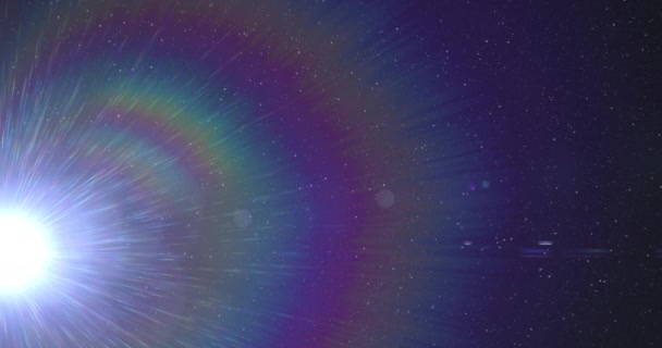 Animazione Luce Stella Bianca Incandescente Arcobaleno Che Muove Movimento Ipnotico — Video Stock