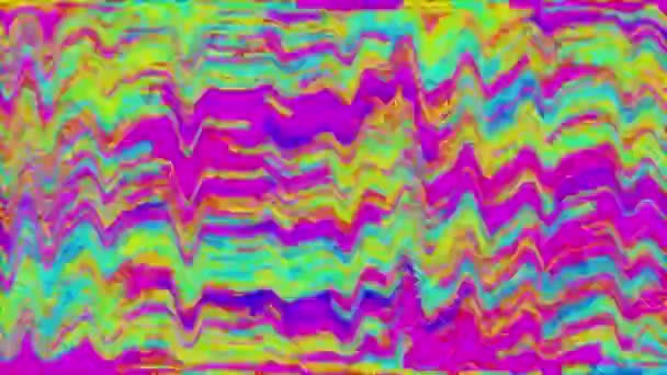 五彩缤纷的蓝色 绿色和黄色波浪的动画在催眠动作中摇曳和闪烁 — 图库视频影像