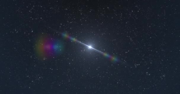 Animación Resplandeciente Luz Estrella Blanca Arco Iris Moviéndose Movimiento Hipnótico — Vídeos de Stock