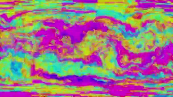 Анімація Барвистих Хвиль Синього Рожевого Зеленого Жовтого Кольорів Мерехтить Блимає — стокове відео