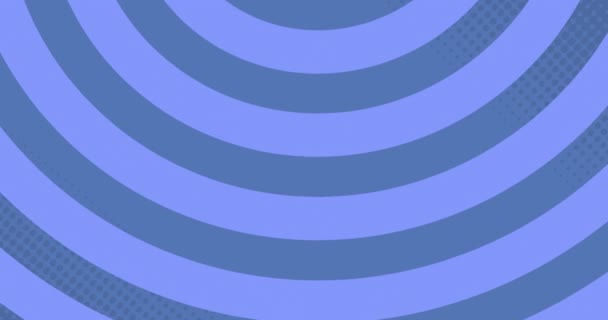 Animation de cercles blancs tournant et se déplaçant en mouvement hypnotique en répétition en boucle transparente sur fond bleu. 