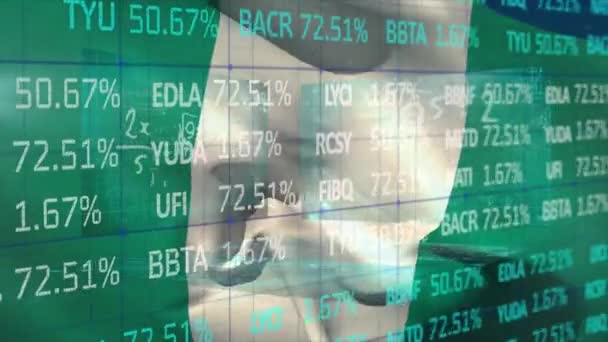 Animation Traitement Des Données Financières Enregistrement Des Statistiques Sur Drapeau — Video