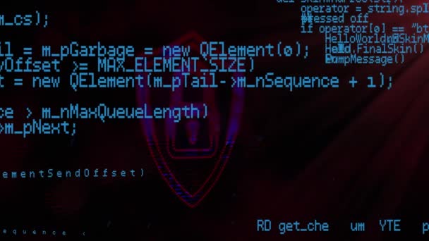 Анимация Иконки Щита Замком Обработкой Данных Черном Фоне Глобальная Концепция — стоковое видео