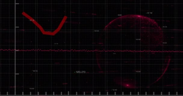 Animación Del Procesamiento Datos Financieros Registro Estadísticas Modelo Globo Flotando — Vídeos de Stock