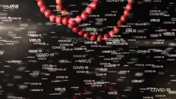 Animatie Van Covid Woorden Zweven Vallende Rozenkrans Zwarte Achtergrond Coronavirus — Stockvideo
