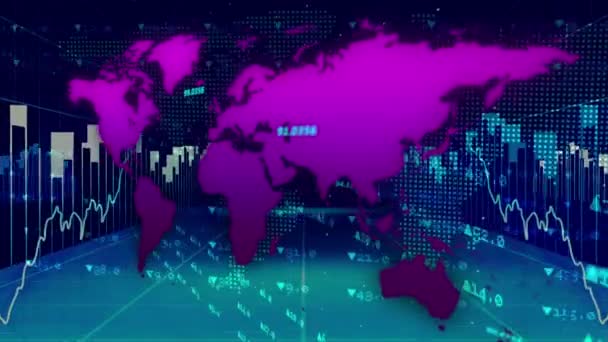 Animation Traitement Des Données Financières Enregistrement Des Statistiques Sur Fond — Video