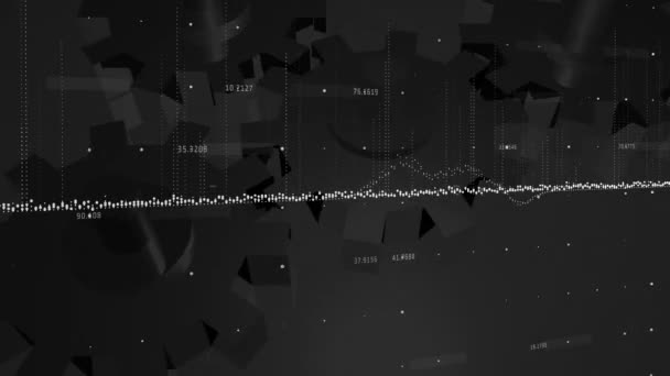 Animering Finansiell Databehandling Statistik Inspelning Och Glob Modell Flytande Svart — Stockvideo