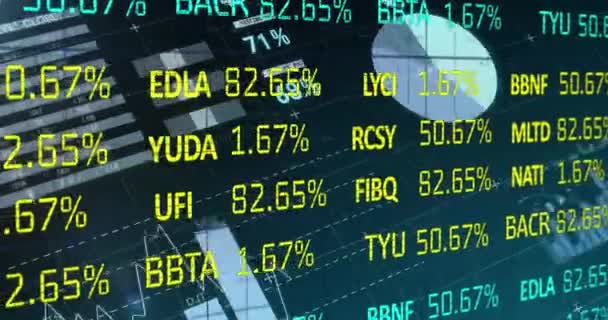 Animación Del Procesamiento Datos Financieros Registro Estadístico Sobre Fondo Azul — Vídeo de stock