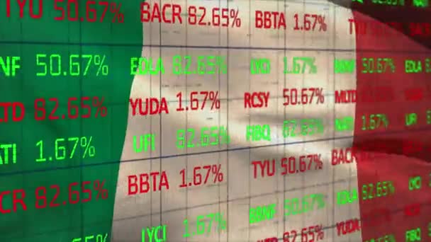 Animace Zpracování Finančních Údajů Statistiky Zaznamenávající Italskou Národní Vlajku Globální — Stock video