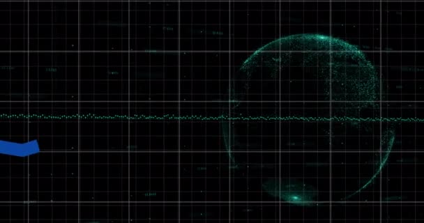 Animación Del Procesamiento Datos Financieros Registro Estadísticas Modelo Globo Flotando — Vídeos de Stock