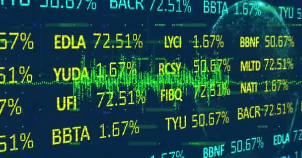 Animazione Dell Elaborazione Dei Dati Finanziari Grafici Fluttuanti Sfondo Blu — Video Stock