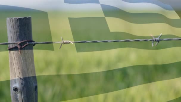 Animation Barbed Wire National Flag Greece Waving Covid Coronavirus Pandemic — Stock Video