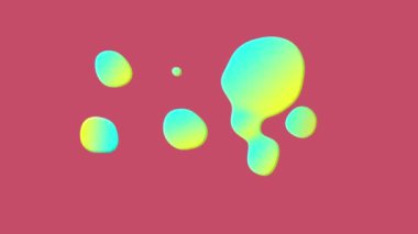 Kırmızı zemin üzerinde hipnotik hareketlerle hareket eden soyut sıvı yeşilden sarı şekillere animasyon. 