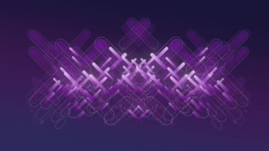 Çoklu mor ışık izlerinin animasyonu soyut şekiller, mor arkaplan üzerinde hipnotik hareketlerle hareket eder ve geçer..