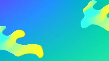 Hipnotize edici bir hareketle hareket eden soyut mavi-sarı şekillerin animasyonu yeşil-mavi arkaplan arasında. 