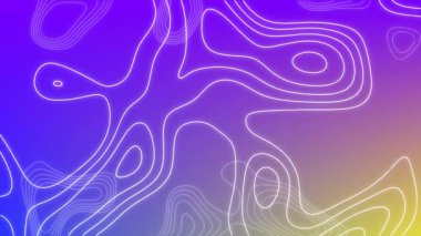 Mor ve sarı gradyan arkaplan üzerinde hipnotik hareketlerle sallanan soyut beyaz dalgaların animasyonu. 