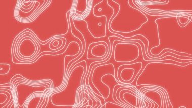 Kırmızı zemin üzerinde hipnotik hareketlerle sallanan soyut beyaz dalgaların animasyonu.