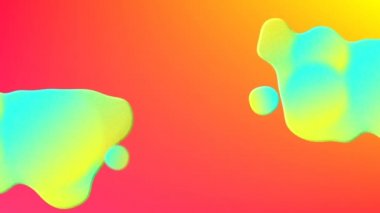 Soyut sıvı yeşil ile sarı şekillerin animasyonu hipnotize edici bir hareketle kırmızı-sarı arkaplan arasında hareket ediyor.. 