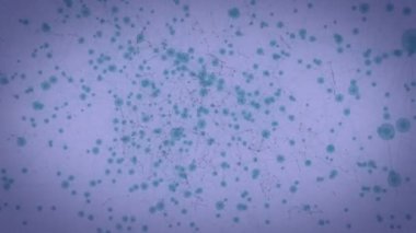 Mor arka planda hipnoz hareketinde hareket eden virüs hücrelerinin ve pleksus bağlantılarının animasyonu. Küresel bilim bağlantıları Coronavirus Covid 19 salgın konsepti dijital olarak oluşturulmuş görüntü.