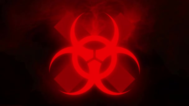 Animation Von Rotem Biohazard Virus Und Kreuzzeichen Auf Roten Rauchwolken — Stockvideo