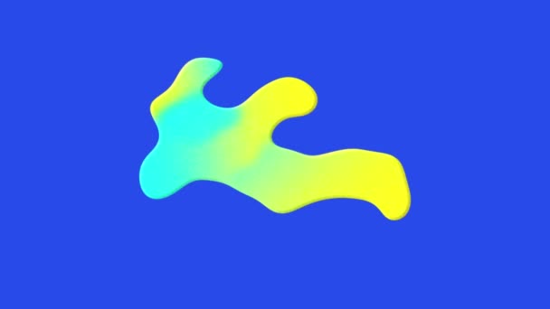 Animation Abstract Liquid Blue Yellow Shapes Moving Hypnotic Motion Blue — Stock Video