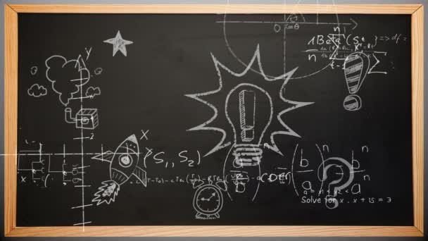 Animation Mathematical Formulae Data Processing Digital Information School Chalkboard — Stock Video
