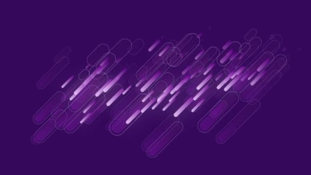 紫色背景下催眠运动中多重紫色光迹抽象形状的动画制作 — 图库视频影像