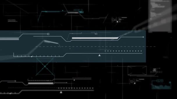 Animação Interface Digital Marcadores Movimento Hipnótico Sobre Fundo Preto — Vídeo de Stock