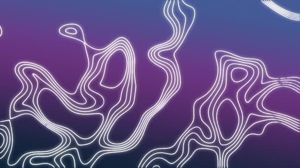 Animatie Van Abstracte Witte Rimpels Golvend Hypnotiserende Beweging Paarse Blauwe — Stockvideo