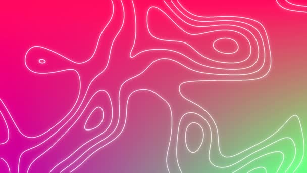 ピンクと緑の背景に催眠動作で揺れる抽象的な白い波紋のアニメーション — ストック動画