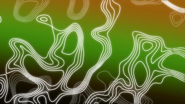 在橙色和绿色渐变背景下 抽象的白色波纹在催眠运动中的动画化 — 图库视频影像