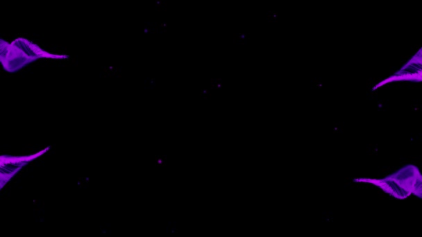 Animación Senderos Púrpura Ondeando Moviéndose Movimiento Hipnótico Sobre Fondo Negro — Vídeos de Stock
