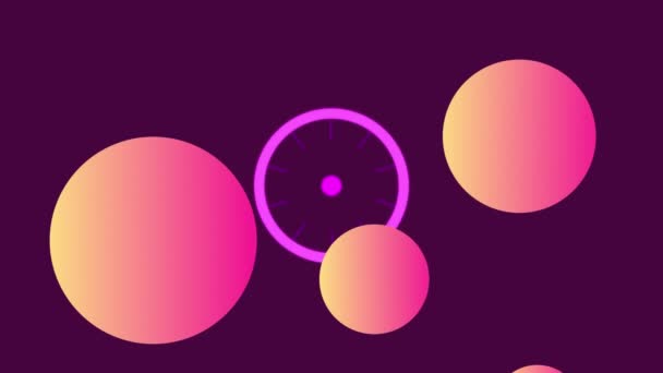 紫の背景に催眠動作で動く黄色からピンクのボール 四角形のアニメーション — ストック動画