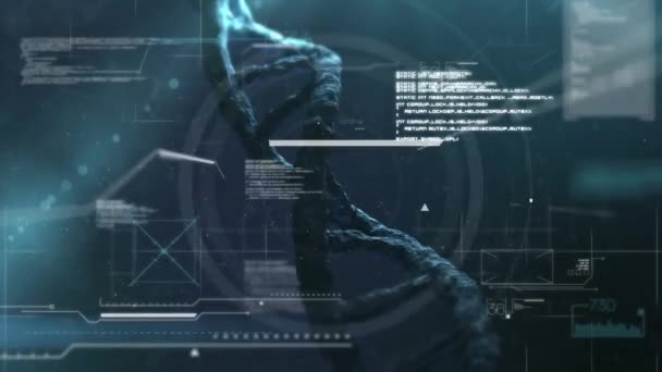 Animazione Del Filamento Dna Movimento Ipnotico Con Elaborazione Dei Dati — Video Stock