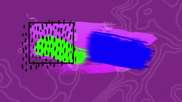 Animação Pinceladas Abstratas Multicoloridas Movendo Movimento Hipnótico Contorno Preto Com — Vídeo de Stock