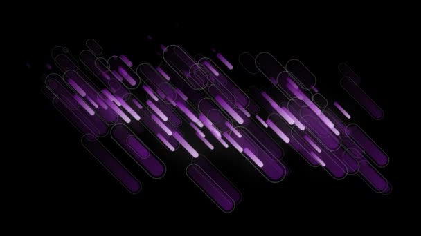 多重交叉紫光小径在黑背景催眠运动中对角线运动的动画 — 图库视频影像