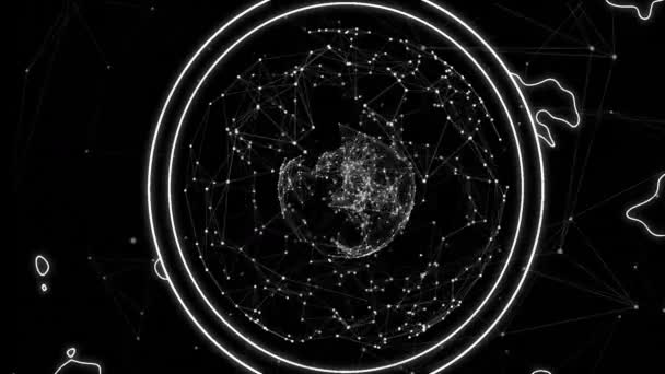 Анимация Сети Соединений Вращающихся Гипнотическом Движении Черном Фоне — стоковое видео