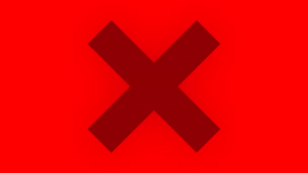 Анімація Мерехтливого Червоного Хреста Перериванням Червоному Тлі Попередження Концепція Небезпеки — стокове відео