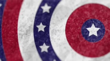 Beyaz yıldızlı, mavi ve kırmızı daireli Amerikan bayrağının animasyonu. Amerika Birleşik Devletleri vatanseverlik kavramı dijital olarak üretilen görüntü.