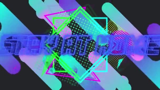 Animatie Van Woorden Stay Thuis Blauwe Neon Kleurrijke Bewegende Abstracte — Stockvideo