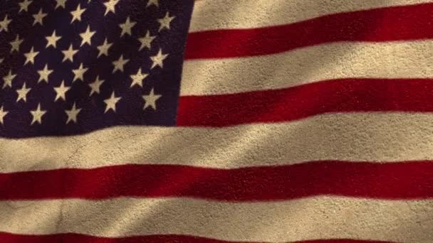 Çerçeveyi Dolduran Desenli Bir Arka Plan Üzerinde Sallanan Amerikan Bayrağının — Stok video
