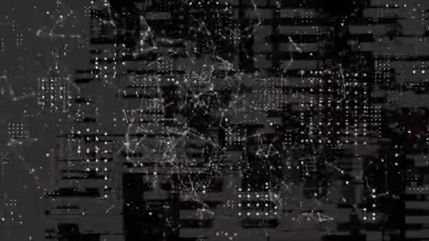 Анимация Сложной Сети Соединенных Точек Белых Точек Образующих Квадраты Движущиеся — стоковое видео