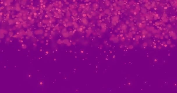 Animation Mehrerer Rosafarbener Partikel Die Auf Einen Violetten Hintergrund Fallen — Stockvideo