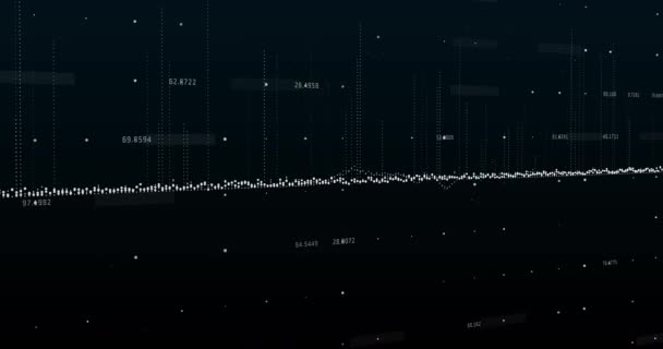 Animazione Grafico Bianco Fatto Puntini Che Salgono Scendono Con Numeri — Video Stock