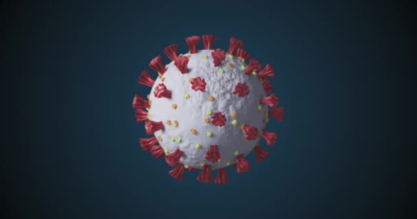 Animation Macro Covid Corona Virus Cell Spinning Blue Background Medicine — Stock Video